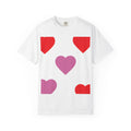 Heart Pattern T-Shirt — Pink & Red Hearts Graphic Tee (Wholeness Back Print)