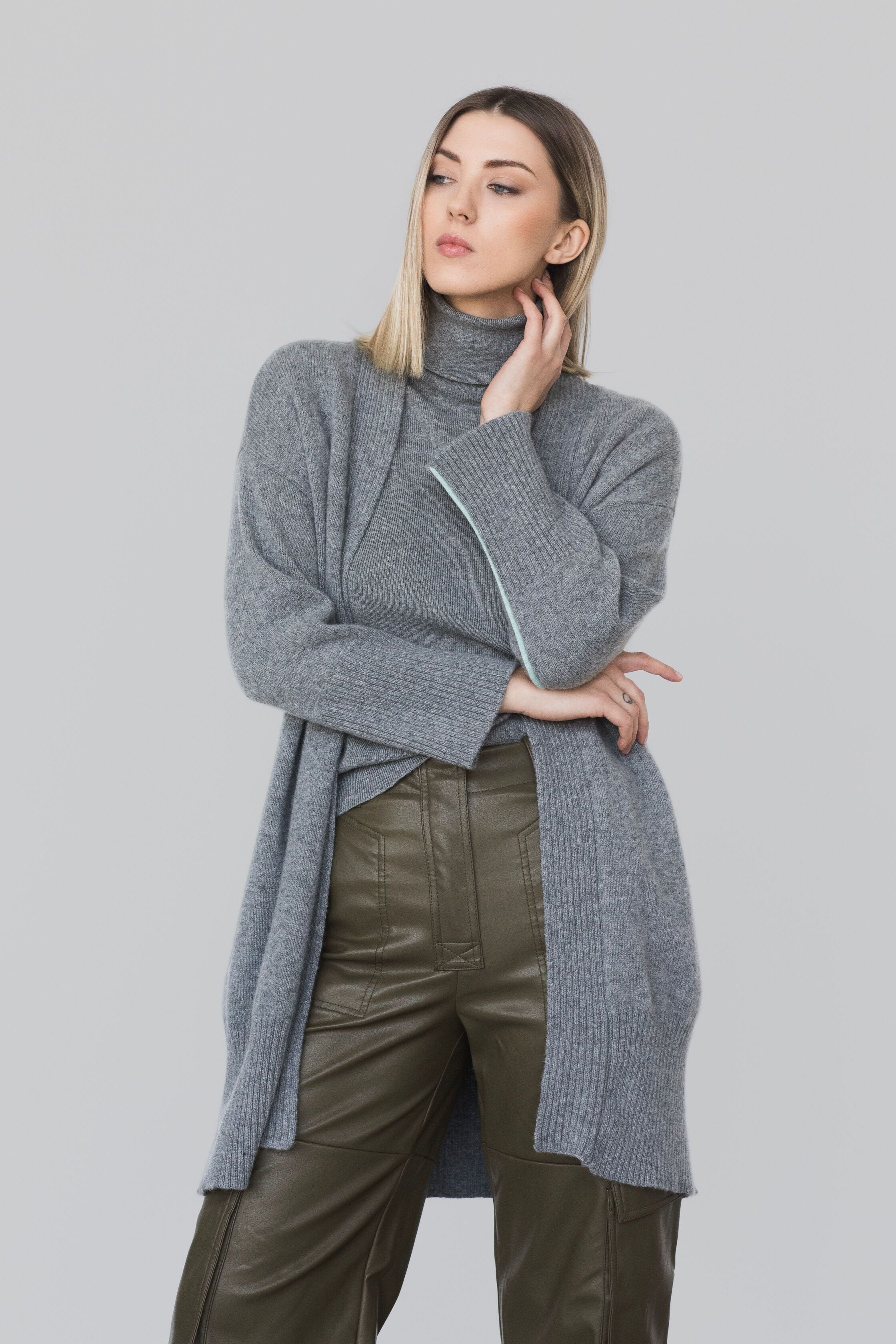 Cardigan con colori a contrasto in Lana - Marilena